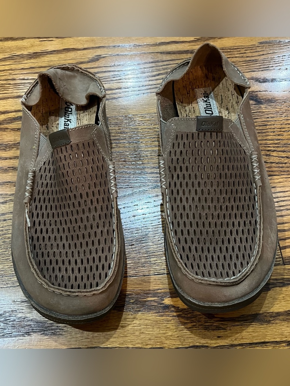 OluKai Men’s Moloa Aho Brown Slip-On Leather Loafers Sz 11 Clay Resort Casual